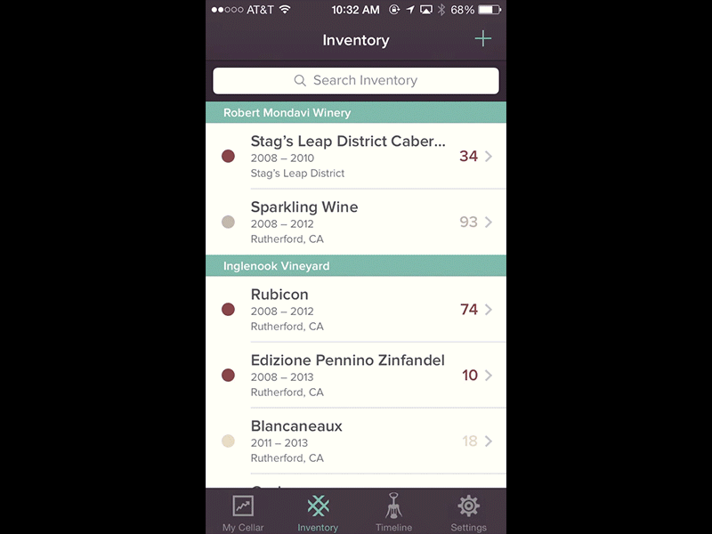 Cellar Animations cellar filters ios7 iphone search wine