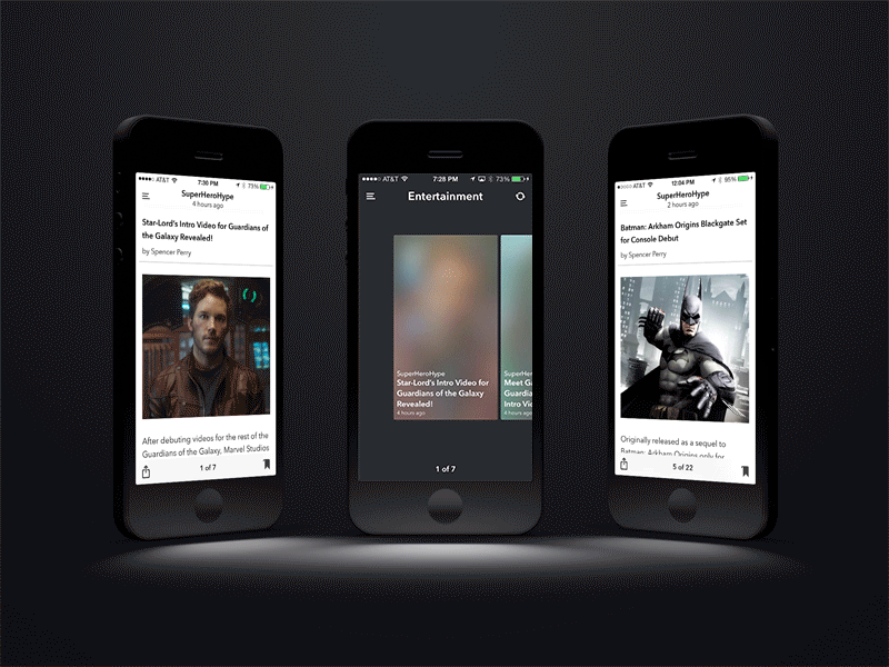 Animation animation article batman interface iphone reader rss