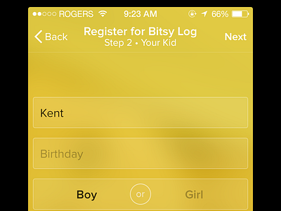 Bitsy Log Register Step 2 app baby form register