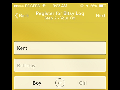 Step 2 - Take 2 app baby form mobile register