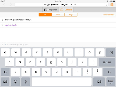 Web Tools Console app ipad javascript web development