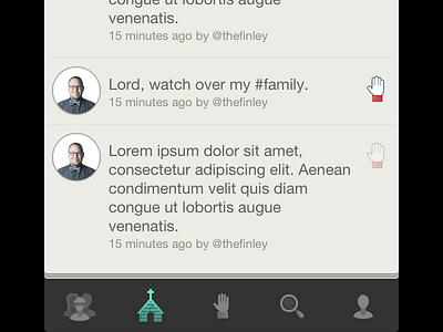 Full Tab Bar app church faith hand icons ios paper prayer prayrbox