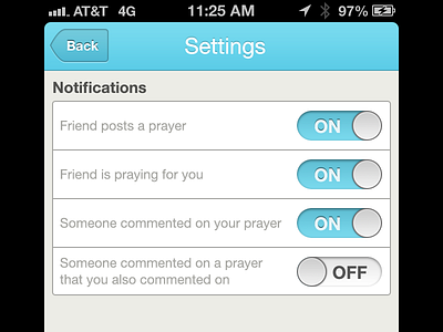Prayrbox Settings form iphone mobile prayer prayrbox social