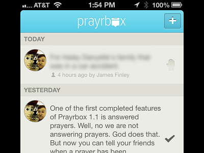 Prayrbox Box headers iphone mobile prayer prayrbox social table