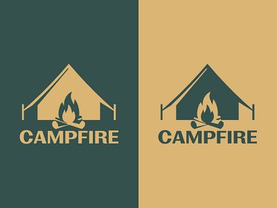 Campfire Logo design flat graphic graphic design green icon icons illustrator logo minimal typography vector