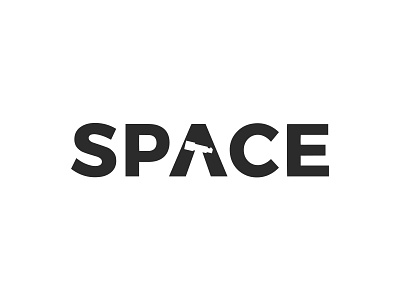 Space design flat icon lettering logo simple type typography vector