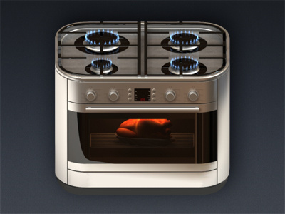 gas-cooker 3dmax chicken fire fumefx gas icon ios vray
