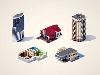 3d icons2 3d building icon max vray