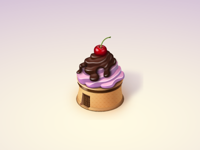Cake cake cherry chocolate house icon sweet