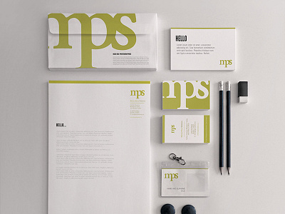 MPS Stationery branding business card initials logo serif stationery