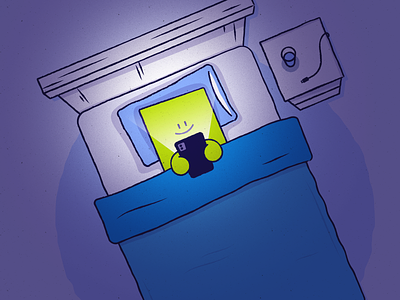 Bed Browser bed bedroom illustration nighttime phone simple