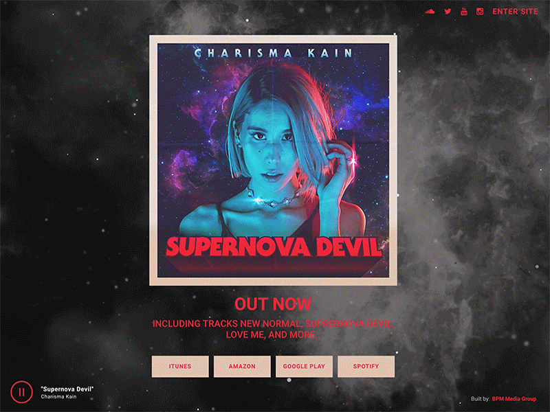 Supernova Devil Landing page album case studies dj layout music ui design ux design website design