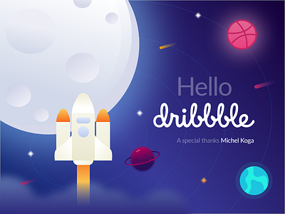 Hello Dribbble dribbble hello planets rockets