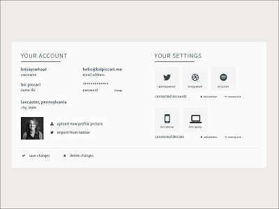 #DailyUI Day 007 - Settings account settings daily ui user experience user interface user profile user settings web design