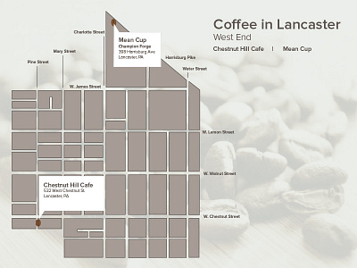 West End Coffee coffee geography icons illustration lancaster map simple