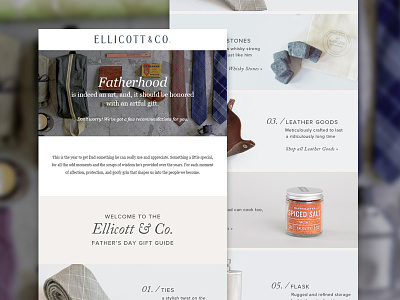 Ellicott & Co. Father's Day Gift Guide digital design email gift guide photography heavy product centered design shopping small business store