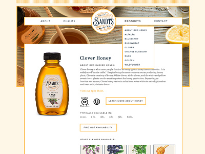 Sandt's Honey product page user interface web design
