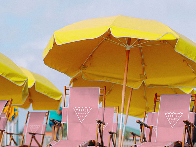 Beach Chairs beach branding chairs florida identity logo mark mockup pink triangle yellow