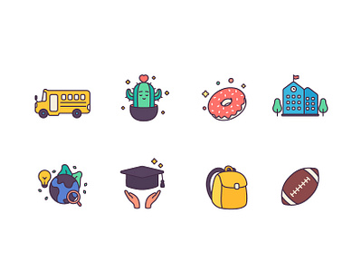Back to school icons avatar characterdesign design icons illustration logo vector