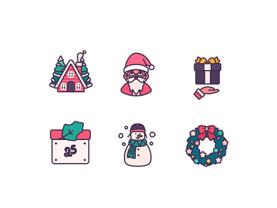 Lovely Christmas Elements avatar characterdesign christmas color colors cute elements graphic design icons illustration