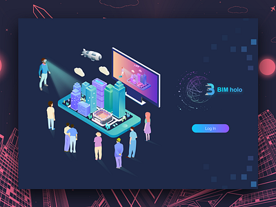 BIM holographic platform background login interface
