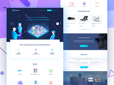 BIMholo Holographic Technology Platform Home building design hololens home page icons illustration interactive interface product reality mixed ue ui ui design ux visualization web