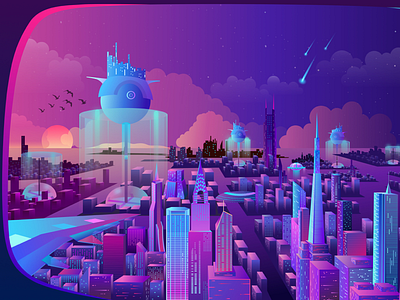 Future city at sea by solair on Dribbble