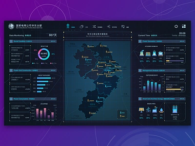 East China Power Grid Visual Product Design01 backstage bi big screen chart dashboard data design display electric power gis hud interface map ue ui ui design ux visualization web