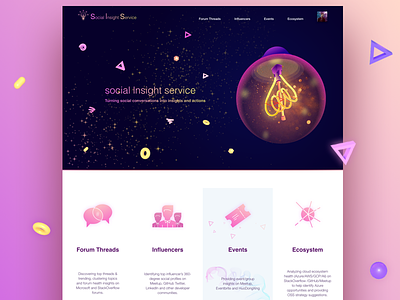 social lnsight servie interface c4d dashboard design home illustration improve light light bulb purple ue ui ui design ux vision web yellow