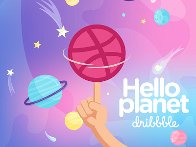 Hello Dribbble 1st shot debut design dribbble planet power welcome