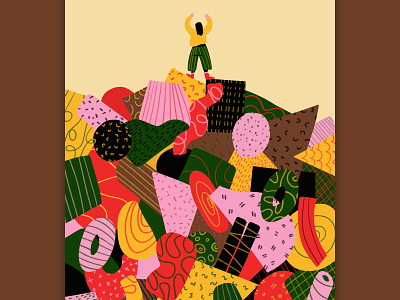 Getting on top of the chaos abstract chaos character colorful freedom geometry hill illustration illustration art mountain pattern success top victory