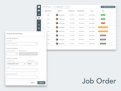 FMS - Job Order features fms tracking ui design