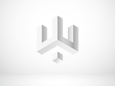 Floating W blocks building construction grain grainy grey isometric isometric design isometric illustration isometry letter w logo minimal white