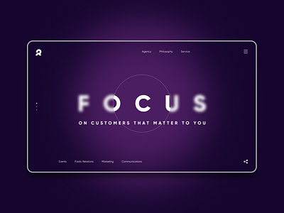 Focus ON... Marketing agency website concept agency blur concept focus marketing ui ux web website