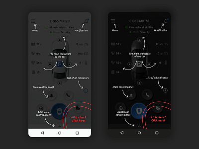 Car security system APP. Tutorial aplication app arrow auto car instruction interface mobile ui ux