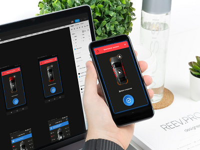 Car security APP. Car alarm statuses aplication app auto automobile car darkmode iphone macbook ui ux