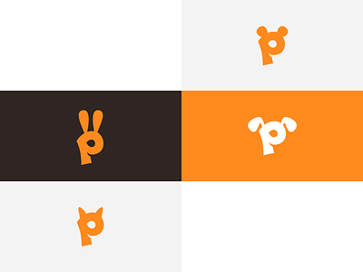 PetsCare App - brandmark branding brandmark cat dog logo logomark orange pets rabbit