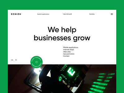 Echizh design agency website design agency app dribbbleweb green interface studio ui ux webdesign webstudio