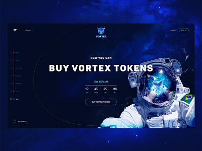 Vortex ICO. Promo website blockchain blue coin crypto cryptocurrency ico platform promo site web