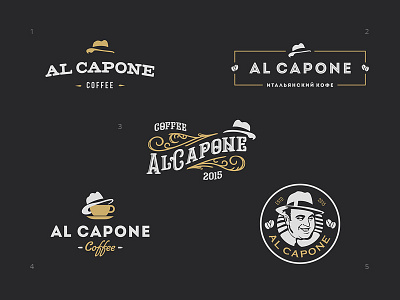 Al Capone Logo. Coffee shop alcapone cafe coffee cup font hat kawa logo mafia man shop