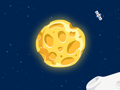 Cheese planet for the new website. Galaxy Bar. Kiev art cheese drawing flat food illustration planet spase vector website yellow