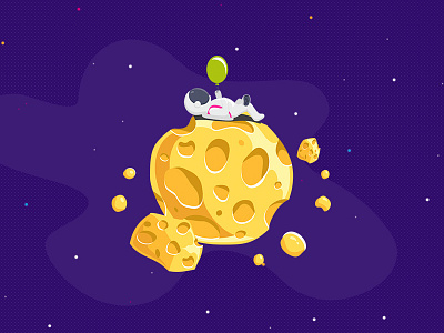 Cheese planet for the new kids website. Galaxy Bar. Kiev art cheese drawing flat food illustration planet spase vector website yellow