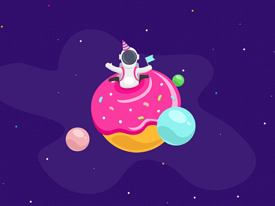 Cake planet for the new website. Galaxy Bar. Kiev art cake drawing flat food illustration planet spase sweet vector