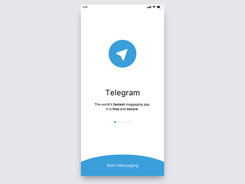 App concept - Telegram. Start page