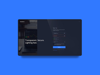 MargiX. Sign UP page blockchain blue coin crypto cryptocurrency dashboard design error exchange google interface material materialize ui ux web website