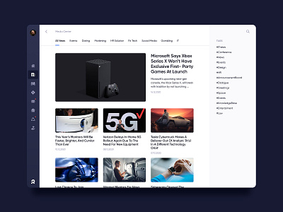 Corporate dashboard. News admin dashboard events interface media mediacenter news ui ux web