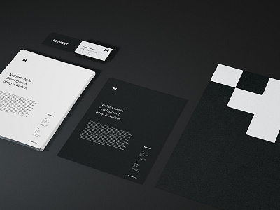 Nethart identity black branding identity stationary white