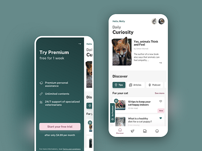 App to take care of your pet app concept daily design discover mockup pet pet care pets premium tips ui