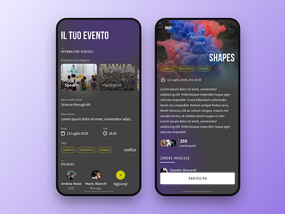 Event app concept create design event events generator information layout mockup tags ui