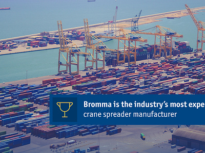 Bromma Redesign blue cargo port container spreaders corporate crane spreader redesign ui website